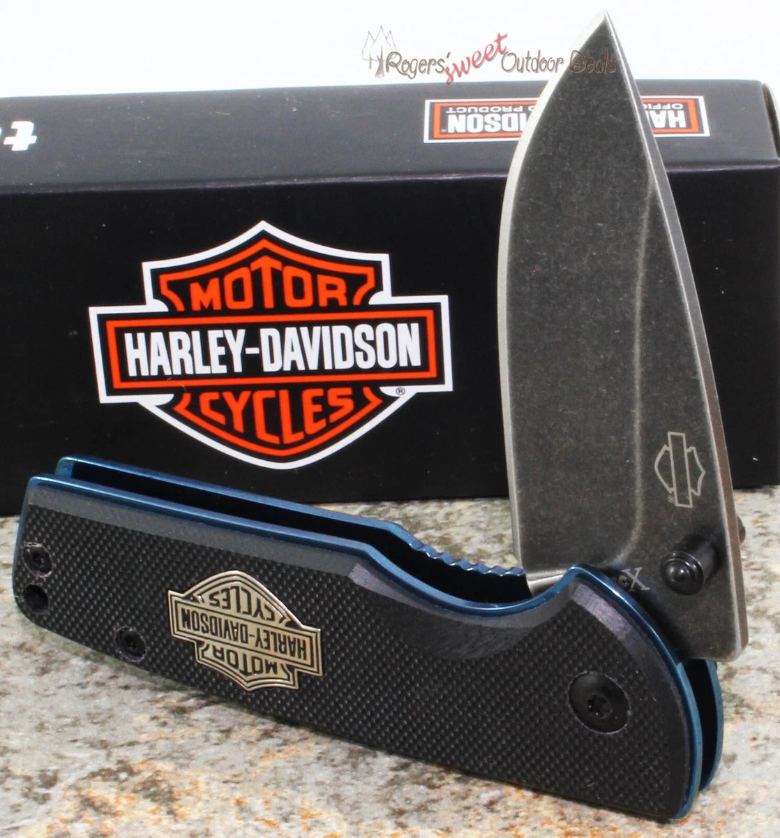 Navaja Harley Davidson Con Revestimiento De Titanio Azul
