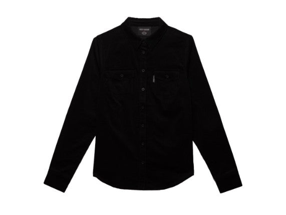 Blusa de manga larga Harley-Davidson de Pana negra para mujer