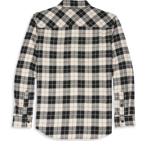 Camisa de franela a cuadros con dos bolsillos con parche Bar & Shield para hombre 96146-22VM