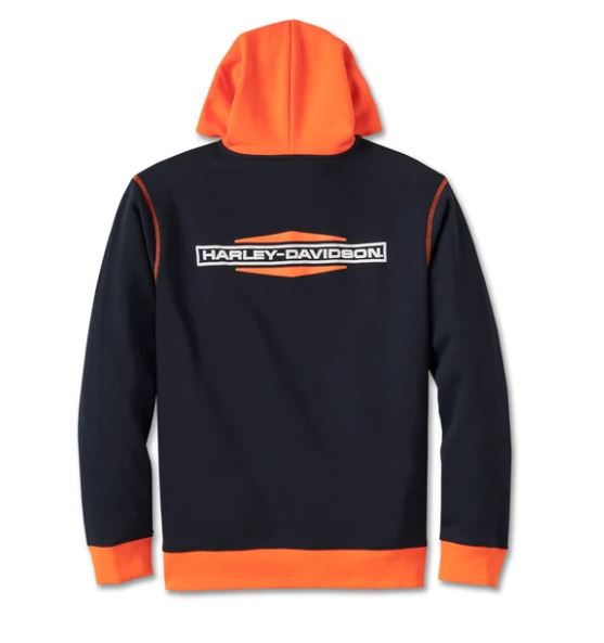 SUDADERA CON CAPUCHA HARLEY-DAVIDSON® NEGRA/NARANJA 96007-25VM