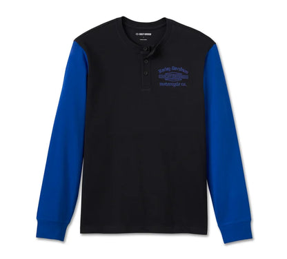 Old English Stacked Bar & Shield Henley para hombre - 96021-25VM