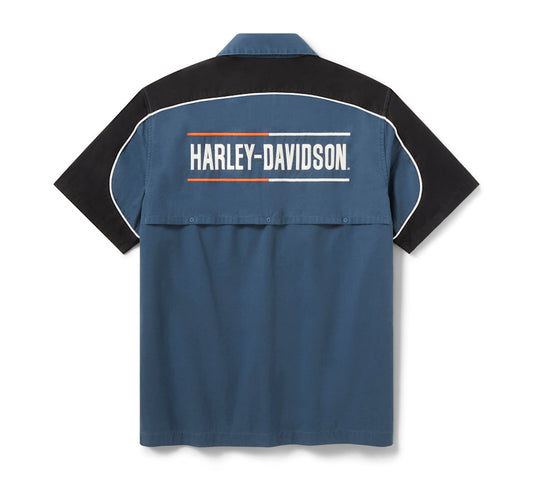 Camisa H-D Essential Short Sleeve Mechanics para hombre - Midnight Navy & Harley Black 96522-26VM