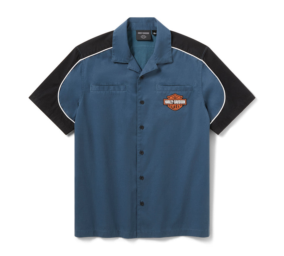 Camisa H-D Essential Short Sleeve Mechanics para hombre - Midnight Navy & Harley Black 96522-26VM