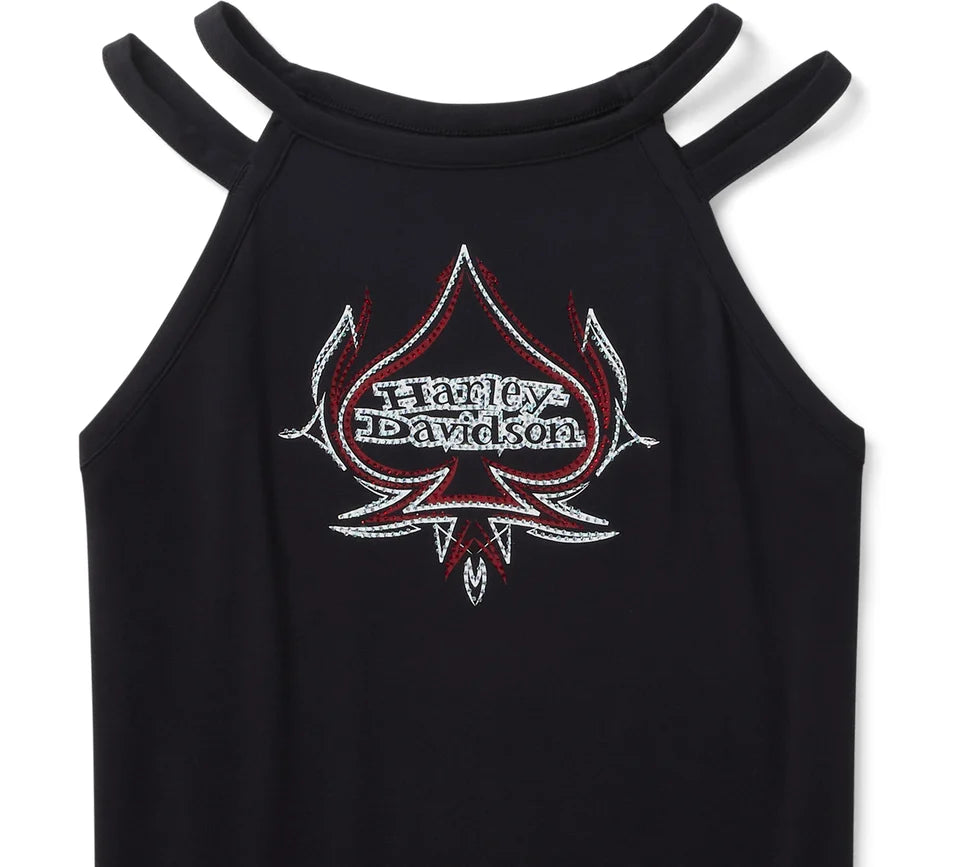 CAMISETA SIN MANGAS BLING SPADES STRAPPY HIGH NECK - HARLEY BLACK-96655-25VW