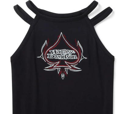CAMISETA SIN MANGAS BLING SPADES STRAPPY HIGH NECK - HARLEY BLACK-96655-25VW