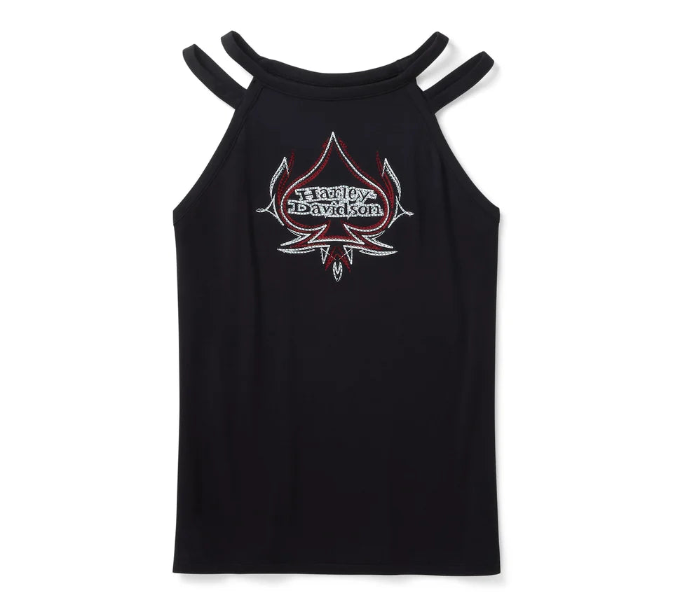 CAMISETA SIN MANGAS BLING SPADES STRAPPY HIGH NECK - HARLEY BLACK-96655-25VW