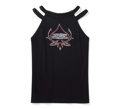 CAMISETA SIN MANGAS BLING SPADES STRAPPY HIGH NECK - HARLEY BLACK-96655-25VW