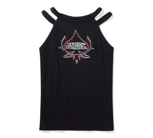 CAMISETA SIN MANGAS BLING SPADES STRAPPY HIGH NECK - HARLEY BLACK-96655-25VW