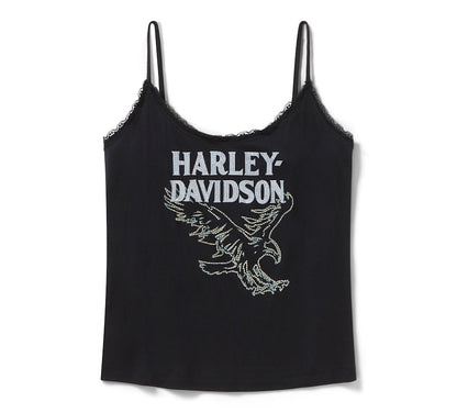 Camiseta Bling Lace Tank para mujer - Harley Black  96674-26VW