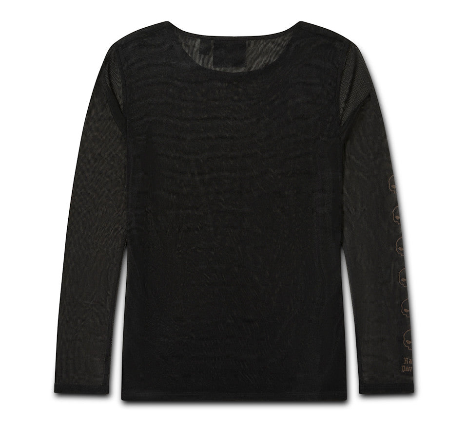 Camiseta Willie G Skull Mesh para mujer 96686-26VW
