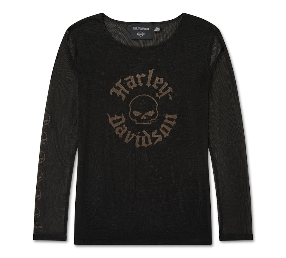 Camiseta Willie G Skull Mesh para mujer 96686-26VW