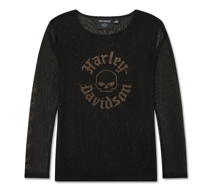 Camiseta Willie G Skull Mesh para mujer 96686-26VW