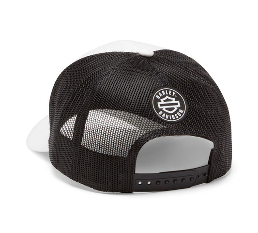 Gorra de camionero ajustable con logo y bloque de color - Cloud Dancer  99401-26VX