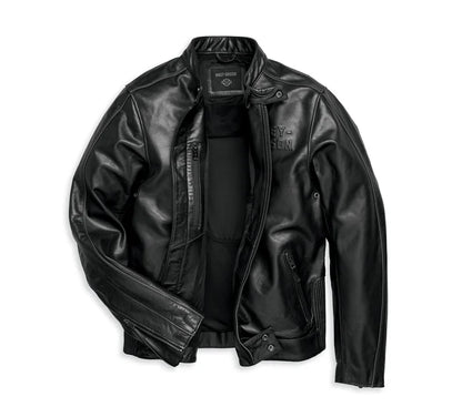 Chamarra Harley-Davidson® de piel color negro para hombre - 97000-23VM