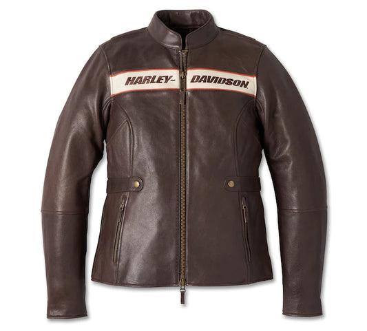 Chamarra de piel  Harley-Davidson color café para mujer - 98006-23VW