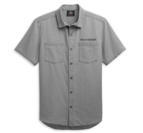 Camisa vaquera con logo Bar & Shield para hombre 96447-21vm